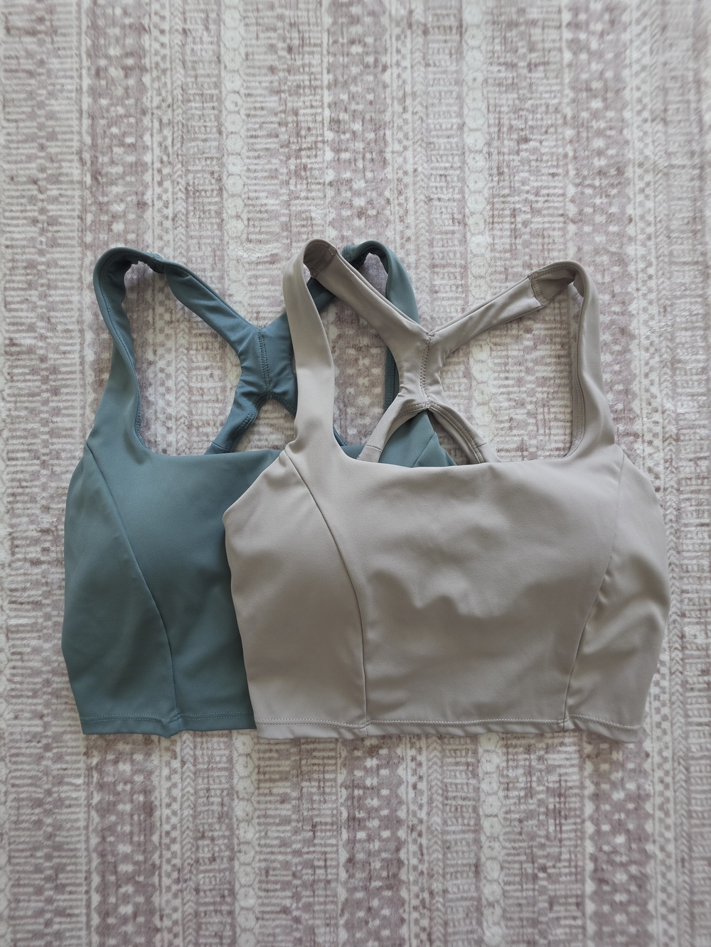 ​Avia Sports Bra Set Bundle 2 Pack Green Taupe Removable Pads - Size Small
